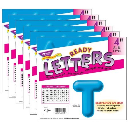 TREND ENTERPRISES Blue 4in 3-D Uppercase Ready Letters®, PK426 T79504